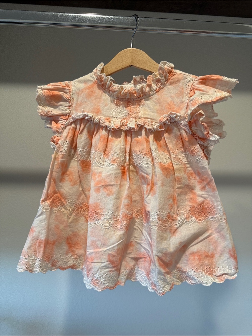 Mini Boden Girls Tie Dye Broderie Top size 6-7Y